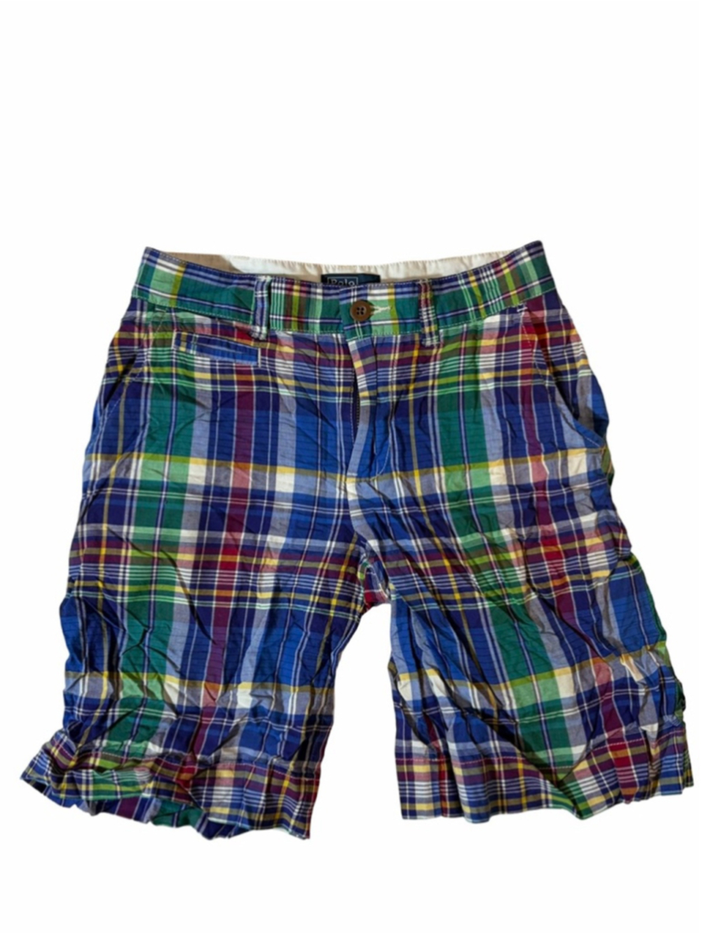 Polo Ralph Lauren Boys Madras Plaid Bermuda Shorts Size 8 Preppy Coastal